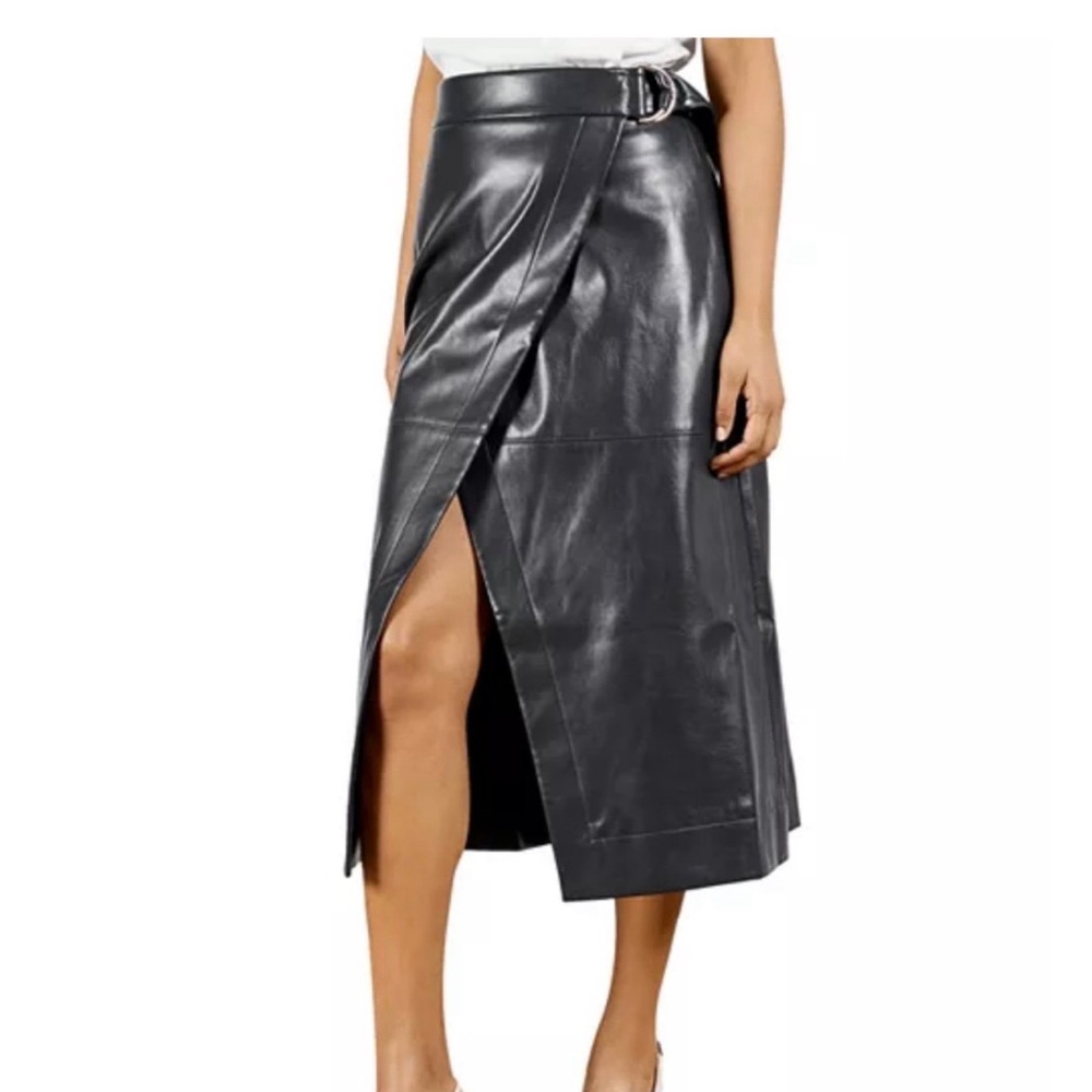 Ted baker Faux Leather Wrap Skirt in deep navy size 3 or us size 8